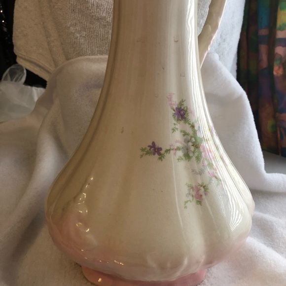 Vintage ivory and pink ceramic ornate pitcher shabby chic - Picture 6 of 15